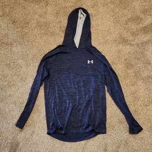 Under Armour Men's Navy Blue Zip-Up Lightweight Hoodie with White Logo